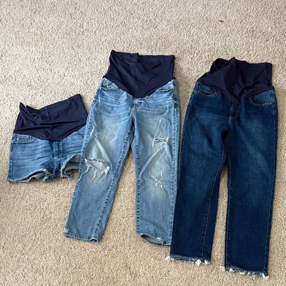PinkBlush Maternity Denim Jeans and Shorts Set